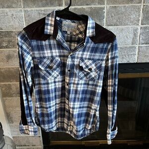 Jacks Girlfriend Plaid Button Down Top XS